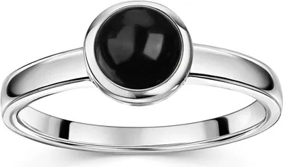 Produktbild von MATERIA by Matthias Wagner Onyx Ring Damen 925 Silber schwarz rund 54 56 58 60 in Schmucketui SR-22