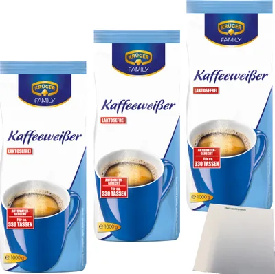 Produktbild von Krüger Kaffeeweißer, laktosefrei officepack (3x1000g Beutel) plus usy Block Genussmensch