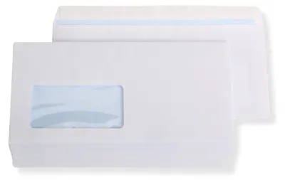 Produktbild von Briefumschläge DIN lang, weiß mit Fenster, selbstklebend 100 Stück
