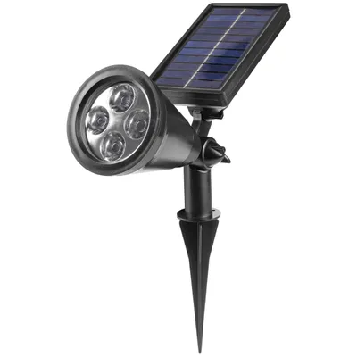 Produktbild von MasterLED Solar Gartenstrahler LED Erdspießleuchte IP44 mit Dämmerungssensor Kaltweiß 6500K Außenleuchte Schwarz