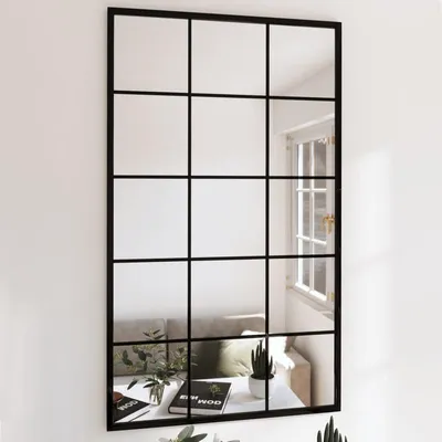 Immagine prodotto di Specchio da parete nero, dimensioni 100x60 cm - specchio rettangolare con cornice in metallo dal design minimalista