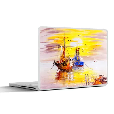 Produktbild von MuchoWow® Laptop Aufkleber Sticker Cover Malerei - Boot - Wasser - Ölfarbe 30x21 cm - Sticker für Laptop - Selbstklebend
