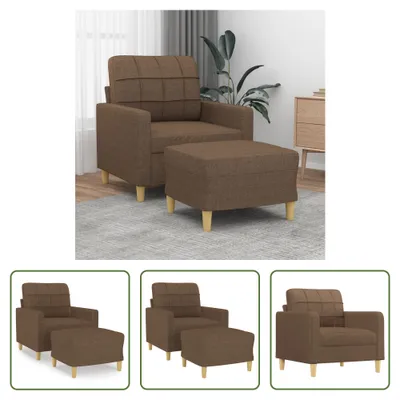 Produktbild von The Living Store Sessel mit Hocker Braun 60 cm Stoff
