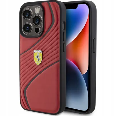 Produktbild von Ferrari Twist Metal Logo - iPhone 15 Pro Hülle (Rot)