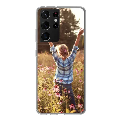 Produktbild von MuchoWow® Handyhülle Schutzhülle Hülle für Samsung Galaxy S21 Ultra Frau - Blumen - Frühling Silikon Softcase Handy Hülle - Mobiltelefon