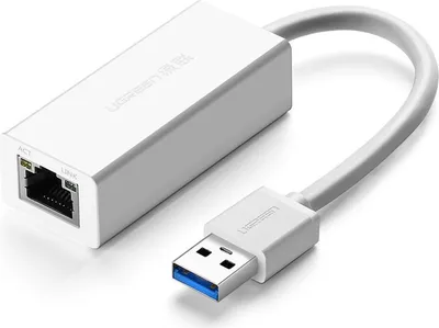 Image de Adaptateur réseau externe Ugreen RJ45 - USB 3.2 Gen 1 (1000 Mbps / 1 Gbps) Gigabit Ethernet blanc