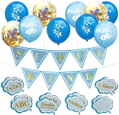 Produktbild von Oblique Unique Schuleinführung Schulanfang Einschulung Deko Set - Girlande + Luftballons + Konfetti