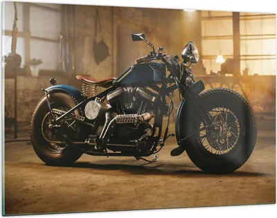 Produktbild von Bilder auf glas - Einteilig - Motorrad Motor - 120x80cm - Glasbilder - Wandbilder - Bilder - zum Aufhängen bereit - Wanddekoration aus Glas - Glas Bilder - Wandbild auf Glas - GAA120x80-4233