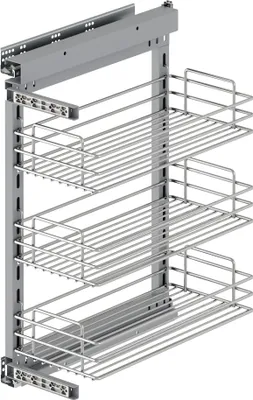 Produktbild von Emuca Flaschenregal Suprastar, ausziehbar, mit Schließautomatik, Modul 300mm, Stahl, Verchromt