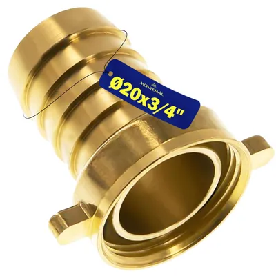 Schlauchanschluss Messing 20 mm, Innengewinde 3/4", Adapter