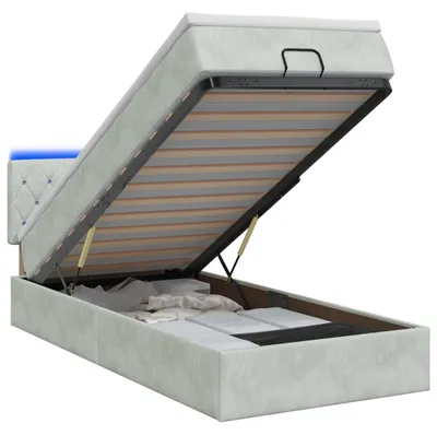 Obrázok produktu pre Posteľ s úložným priestorom a LED matracom, svetlosivá, 90 x 190 cm