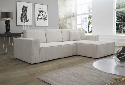 Produktbild von Ecksofa Schlafsofa Sofa CONOR PREMIUM Stoff Poso Altweiß Ottomane Rechts