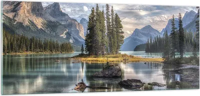 Produktbild von Bilder auf glas - Einteilig - See Landschaft Natur - 100x40cm - Glasbilder - Wandbilder - Bilder - zum Aufhängen bereit - Wanddekoration aus Glas - Glas Bilder - Wandbild auf Glas - GAB100x40-4133