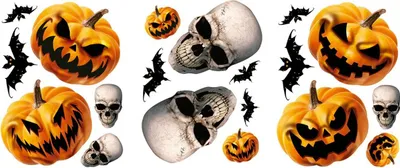 Produktbild von Kürbis & Schädel Fenster-Aufkleber Halloween deko