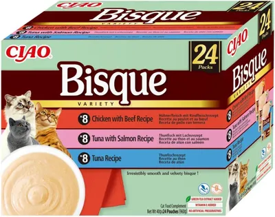 Produktbild von INABA Ciao Bisque, Nassfutter für Katzen mit Thunfisch und Huhn, 24x40g