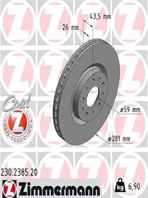 Produktbild von 2x ZIMMERMANN Bremsscheibe 230.2385.20 für FIAT TIPO Schrägheck (356_) 44mm