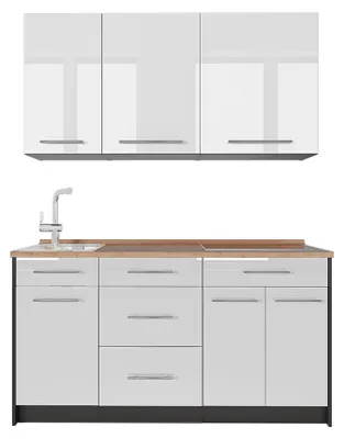 Obrázek produktu pro Jednotková kuchyně Vicco Fame-Line Bílá vysoký lesk/Antracit 150 cm, PD Dub, Model 64768