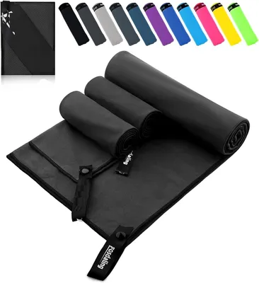 Produktbild von Mikrofaser Handtuch 3er Set, Schnelltrocknend Microfaser Fitness & Sport Handtücher, für Strandtuch, Badetuch, Sporthandtuch und Reisehandtuch