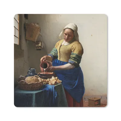 Produktbild von MuchoWow® Mauspad Mousepad Das Milchmädchen - Gemälde von Johannes Vermeer 20x20 cm - Mousepads - Maus Mat - Pad - Mausunterlage - Desk Mat - Bureauartikeln