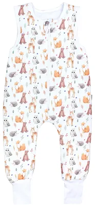 Produktbild von TupTam Baby Ganzjahresschlafsack mit Füßen - 2,5 TOG -  - Unisex, Farbe: SHU01 Wald Tiere Eule Reh Igel Fuchs Beige Braun  , Größe: 80-86