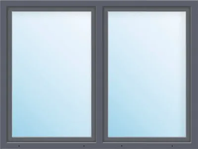 Produktbild von ARON Basic+ Kunststofffenster 2 Flügelig (Dreh-Kipp/Dreh-Kipp) mit festem Pfosten 120x110 cm RAL 7016 anthrazitgrau (För
