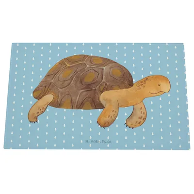 Produktbild von Mr. & Mrs. Panda Küchenbrett Schildkröte Marschieren - Blau Pastell - Geschenk, schneidbrett, Meer, Hackbrett, Schneidplatte Glas, Inspiration, Lieblingsmensch, Abenteuer
