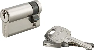 Image de Demi-cylindre de serrure, 40x10mm, anti-arrachement, nickel, 3 clés - THIRARD
