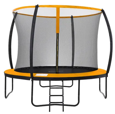 Produktbild von Gartentrampolin mit Sicherheitsnetz und Randabdeckung | Schwarz-Orange | 366x366x90 cm