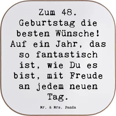 Produktbild von Mr. & Mrs. Panda Untersetzer für Gläser Spruch 48. Geburtstag - Weiß - Geschenk, Fantastisches Jahr, Coaster, Meilenstein, Tischuntersetzer, neuer Tag, gläseruntersetzer