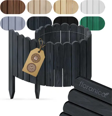 Produktbild von Floranica Beetumrandung Beeteinfassung 20 x 100 cm Anthrazit Rasenkante Holz Gartenzaun Holzzaun flexibler Rollborder