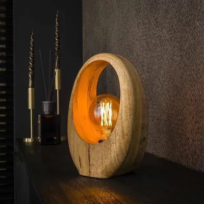 Produktbild von Hoyz-Kollektion – Tischlampe Arch Wood 1L – Massives Mango-Natur