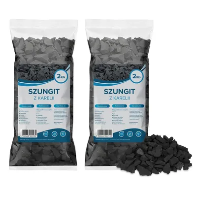 Immagine prodotto di 2× pietre grezze di shungite Wessper – 2 kg ciascuna | Pietre per l'energizzazione dell'acqua e la filtrazione naturale