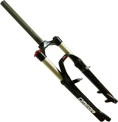 A bicycle fork is shown against a white background.