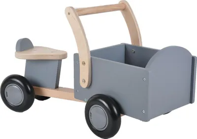 Produktbild von Bandits & Angels Lastenrad Laufrad aus Holz, grau, ab 1 Jahr – für Jungen und Mädchen – Kinder-Lastenrad aus Holz – Laufrad aus Holz, grau – geräuscharme Räder – Babygeschenk