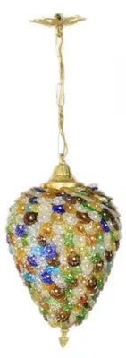 Immagine prodotto di Casa Padrino Lampada a sospensione da soffitto barocca colorata 20 x H 50 cm - lampada in vetro