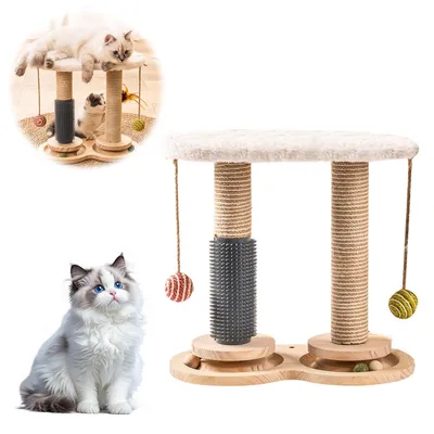 Produktbild von Katzenspielzeuge, interaktives katzenspielzeug, 2-lagiges Drehbares Kitten Spielzeug Katzenspielzeug Selbstbeschäftigung, Mit Kämmfunktion, 38x46x20cm