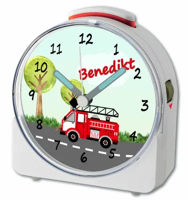 Produktbild von Kinder Wecker Motiv Feuerwehr Kinderwecker weiß