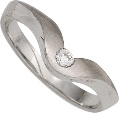 Produktbild von Ring Damenring mit Diamant Brillant 950 Platin mattiert Fingerring gewellt Innenumfang 58mm  Ø18.5mm