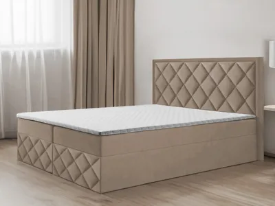 Produktbild von Bett, Boxspringbett DORMI 3, mit Bonell-Matraze, T25 Topper, Federkern, Doppelbett, Stauraum, 200x200 cm, (Cappuccino - ITAKA 48)