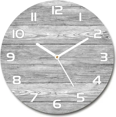 Produktbild von Wanduhr aus Glas 30fi Glasbild Glasuhr Gehärtetes Glas - weisse-zeiger - Wooden background