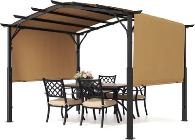 Obrázek produktu pro kovová pergola 3x3m, zahradní pavilon, párty stan, přístřešek s posuvnou střechou - robustní venkovní konstrukce pro akce a zahradní párty