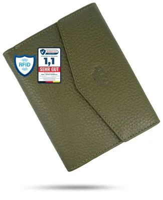 Imagen del producto de Elzusha - Carteras de cuero genuino para mujer con protección RFID y múltiples compartimentos para tarjetas