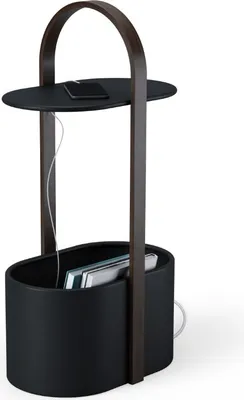 Produktbild von Umbra Beistelltisch Sofatisch Nachttisch mit Ablage Stauraum Griff modern Scandi black walnut