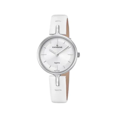 Produktbild von Candino Damen Uhr C4648/1 Armbanduhr Lederarmband weiß