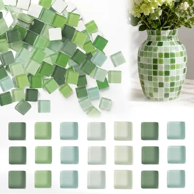 Produktbild von Mosaikfliesen Glas grün, 1 x 1 cm, 1200 Stück, für Dekoration