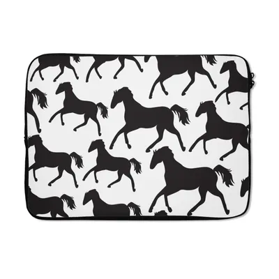 Produktbild von MuchoWow® Laptop Hülle 13 Zoll Pferde - Weiß - Muster - Mädchen - Kinder - Mädchen Laptoptasche - Laptophülle - Sleeve - Rundumschutz