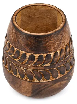 Produktbild von Stiftehalter, Mangoholz, Pinselhalter, Schreibtischaccessoire für Zuhause, Schule und Büro (8,9 x 8,9 x 10,2 cm)