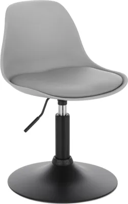 Produktbild von Happyment Mini BarHocker Ziva - Grau - Höhenverstellbar - Kleine runde SitzHocker - KüchenHocker - Barstuhl aus Kunstleder - Sitzhöhe 37–49 cm