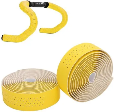 Image de Ruban de guidon adhésif pour vélo de course, en cuirPolyuréthaneEva jaune