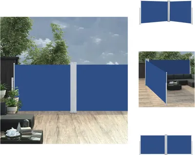 Produktbild von vidaXL Ausziehbare Seitenmarkise Blau 140 x 1000 cm -  Sonnenschirme & Sonnenschutze